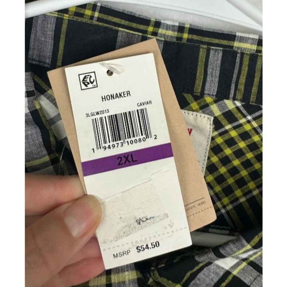 Levi's Honaker Plaid Flannel Shirt Mens 2XL Black Yellow Long Sleeve Button Up
